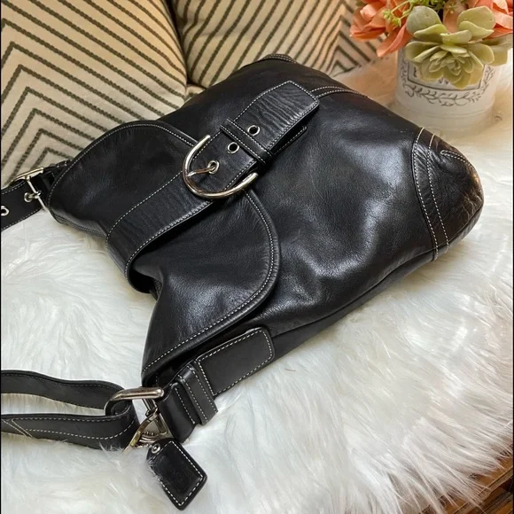 Coach Black Leather Shoulder/ Crossbody Bag - Picture 7 of 16
